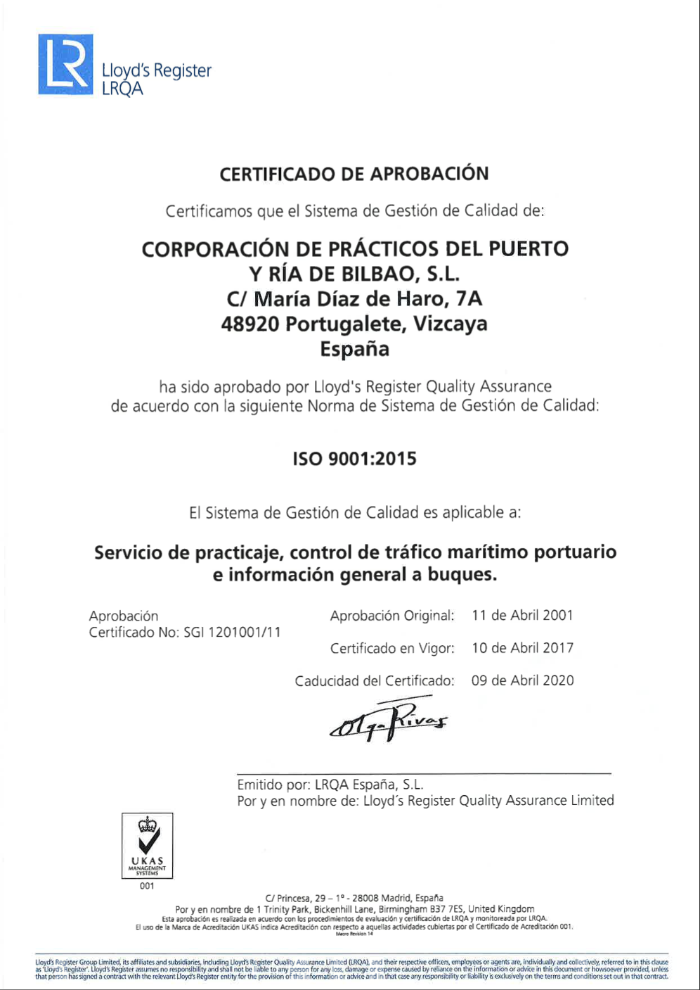 Certificado en ISO 9001:2008